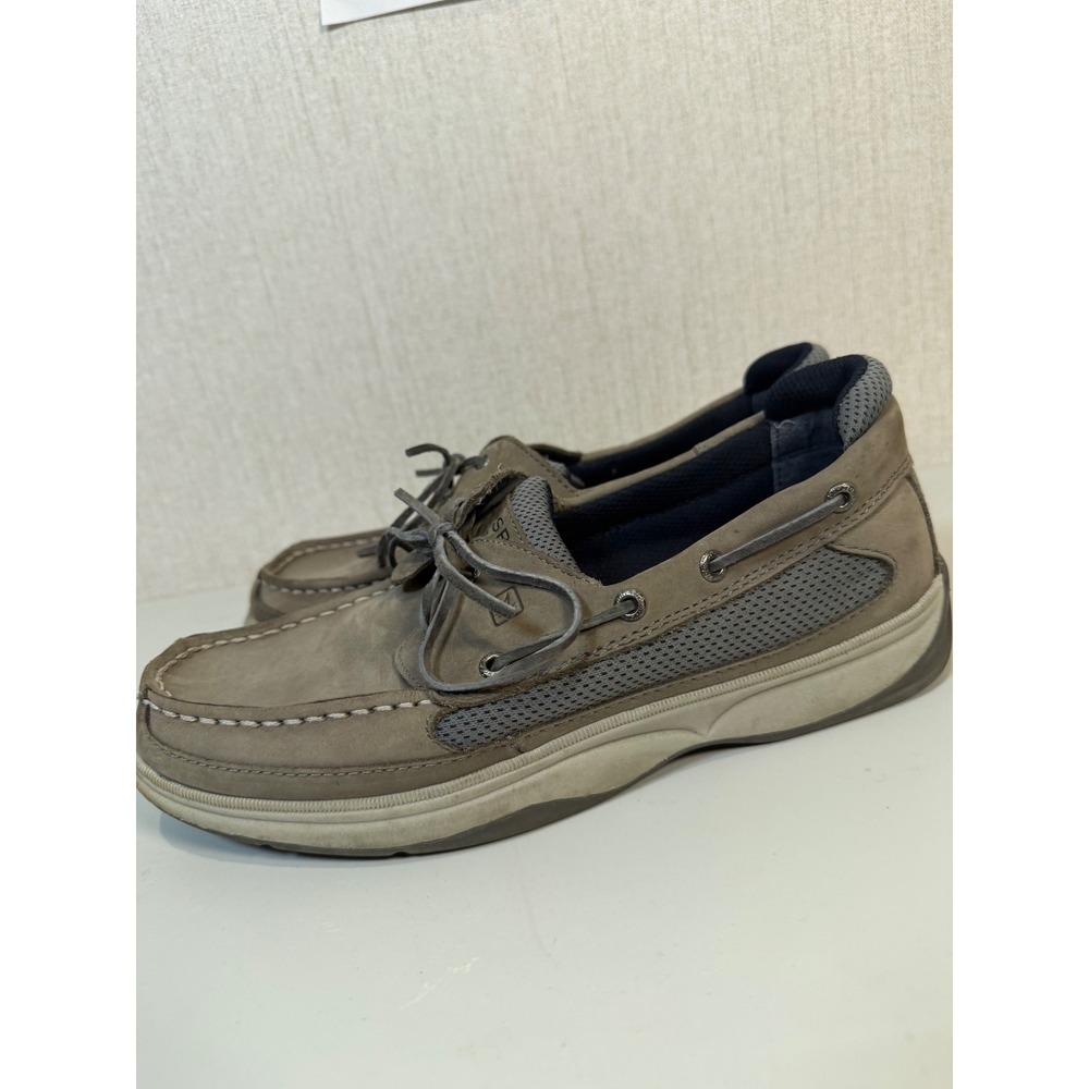 Sperry Top Sider Loafer Boys 7M Lanyard Brown Leather Boat Shoes